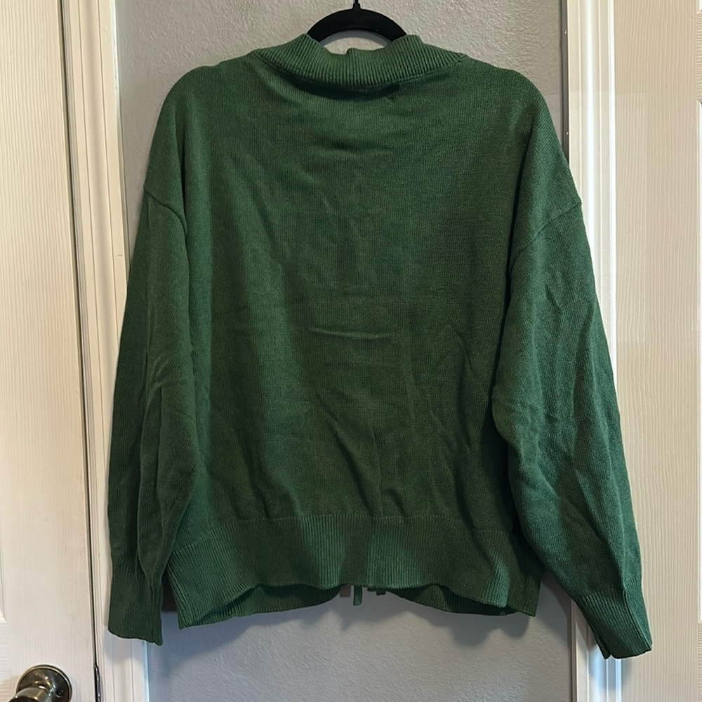 Free People Deep Green Wide Leg Knit Pants with Matching Pullover - Picture 4 of 9